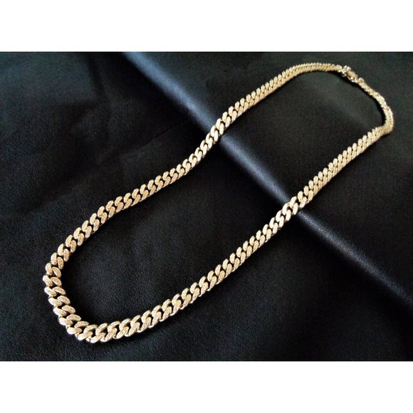 Icy Cuban Curb Pave CZ Chain, Gold Miami Necklace Real Gold Plated 925 Silver - Picture 3 of 7